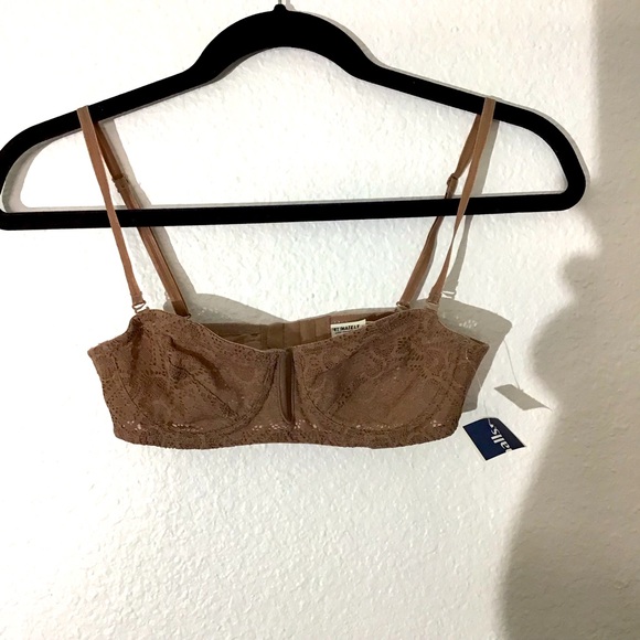 NWT Intimately Free People Mocha Brown Crochet Lace Balconette Bra Size 32A - Picture 2 of 5